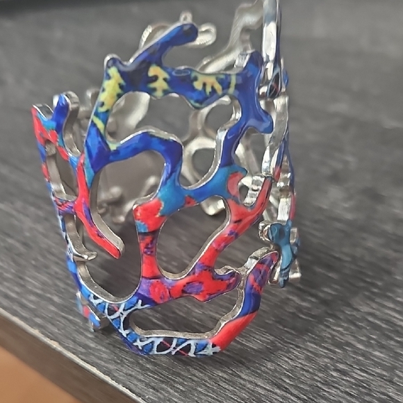 Bracelet Desigual Vintage - Multicolore émaillé En Métal - Bijou Occasion Joyeux Et Coloré